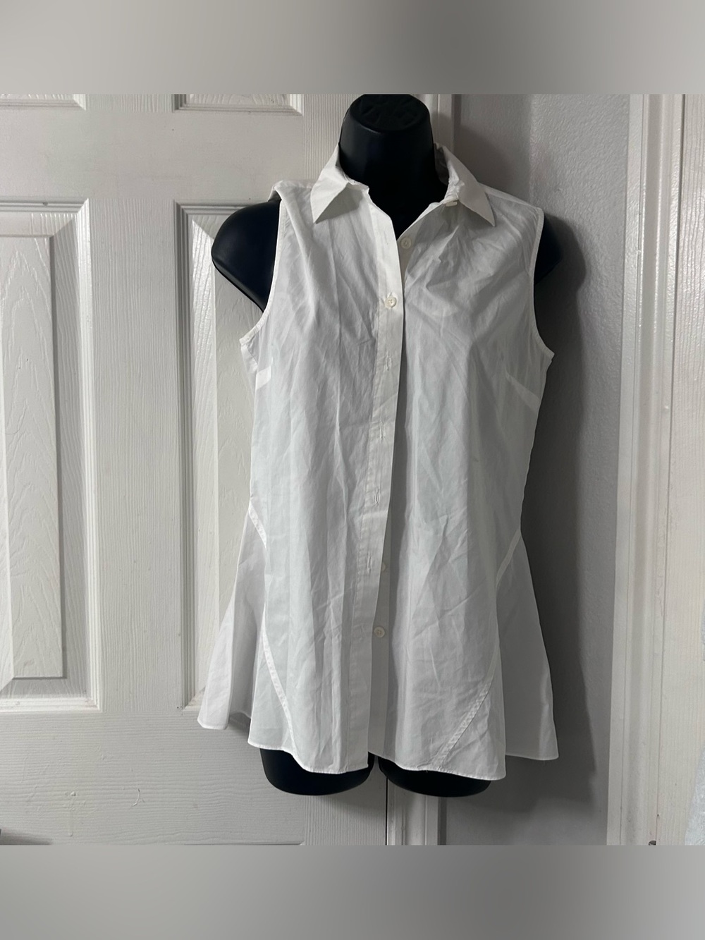 Derek Lam 10 Crosby Denim Sleeveless Asymmetrical White Button Up Size XS
